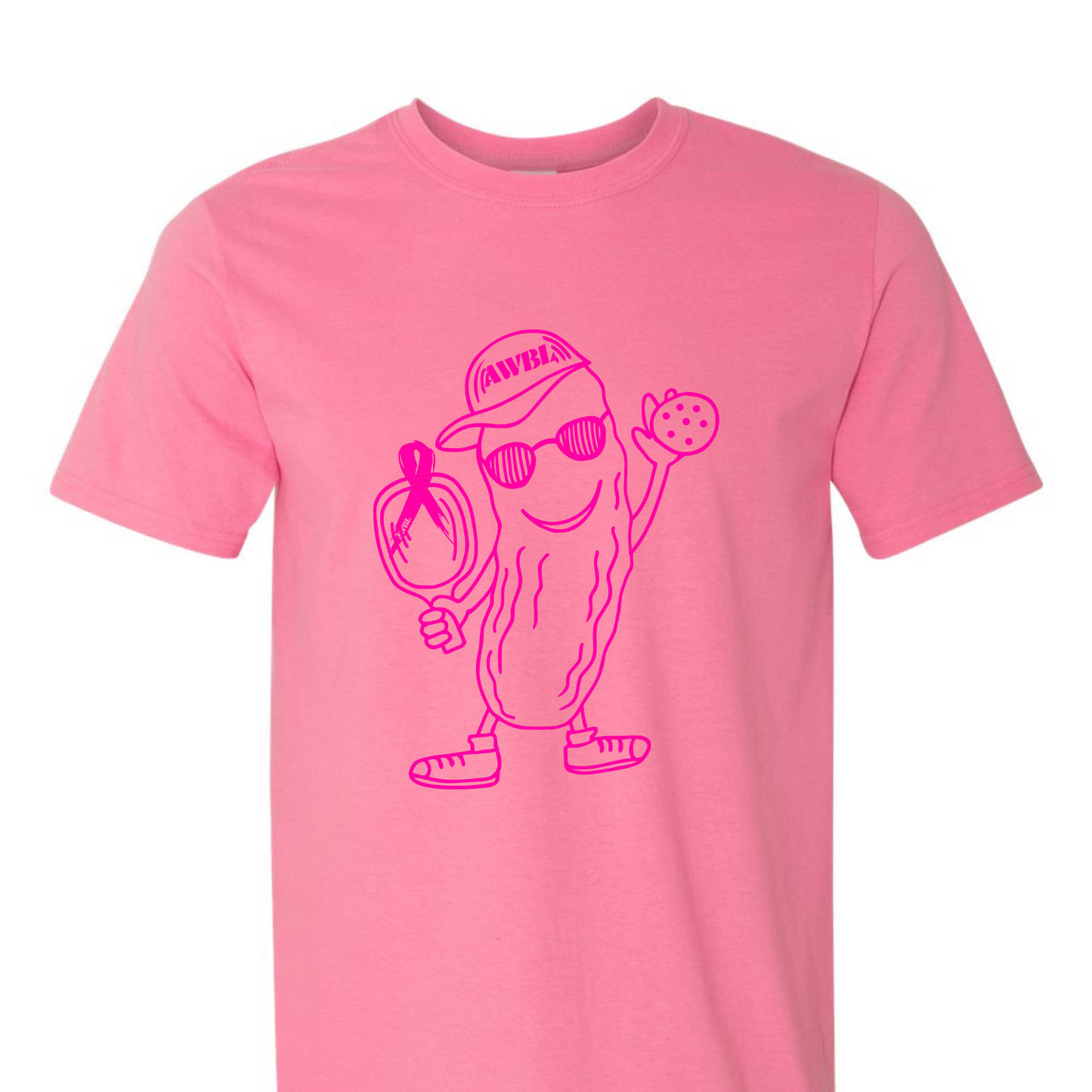 a pink t - shirt with an image of a cartoon character