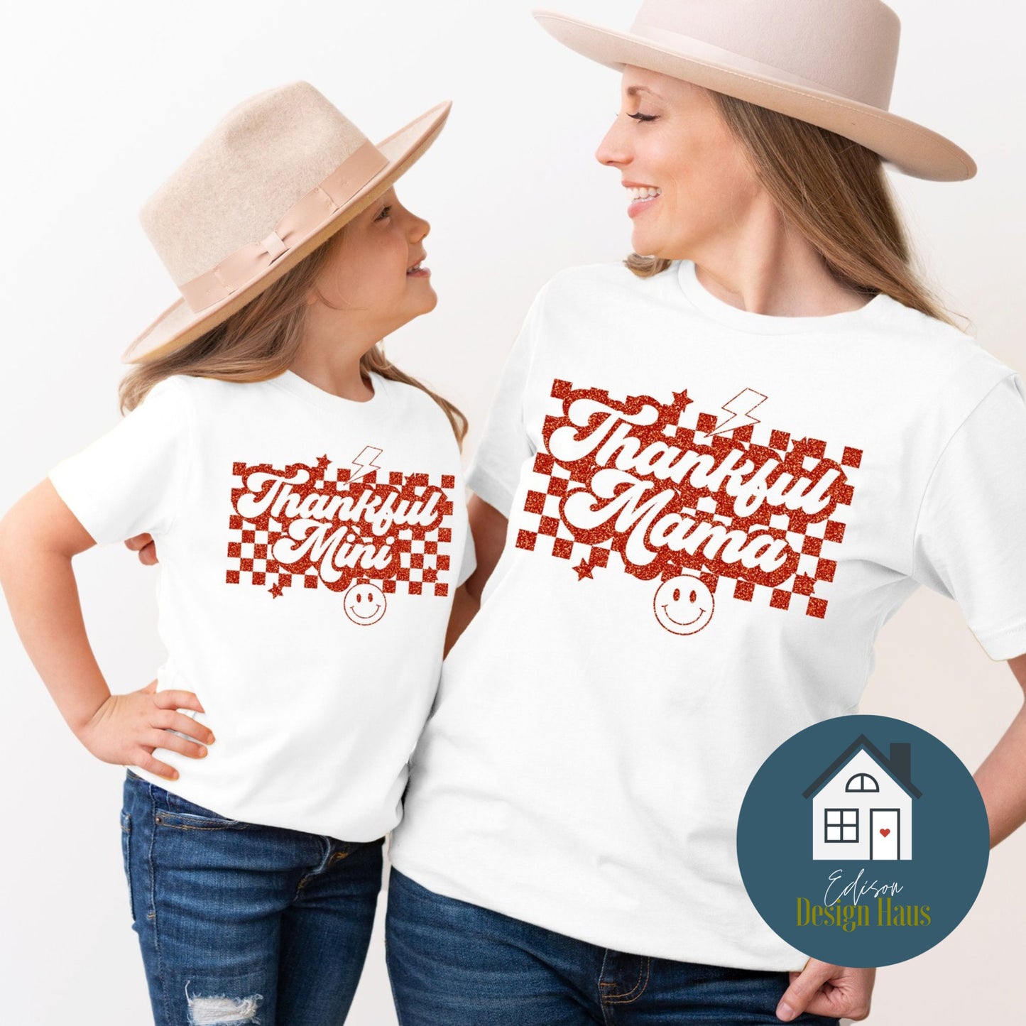 Thankful Mama & Thankful Mini Graphic T-Shirt | Matching Family Shirt