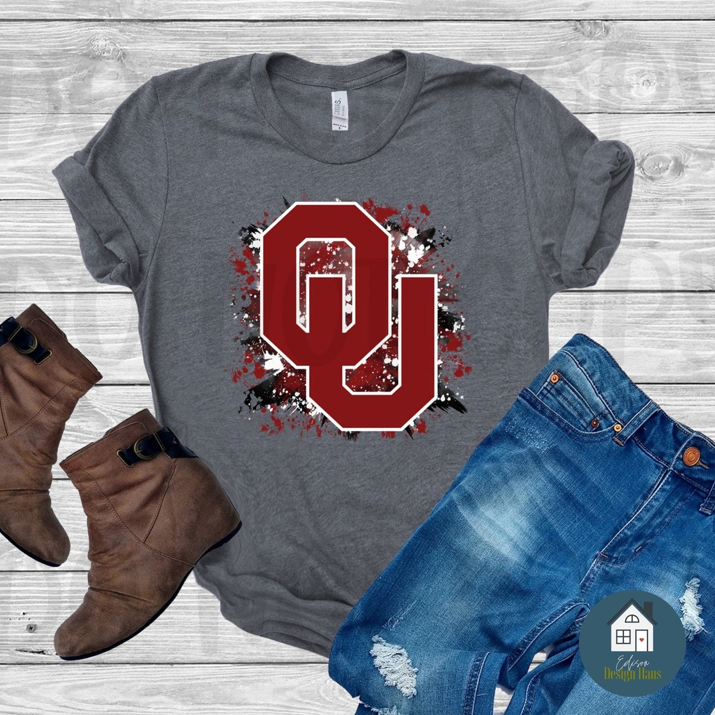 Oklahoma Text & Helmet Tee | Oklahoma | Basketball | Football | Gameday T-Shirt or Hoodie