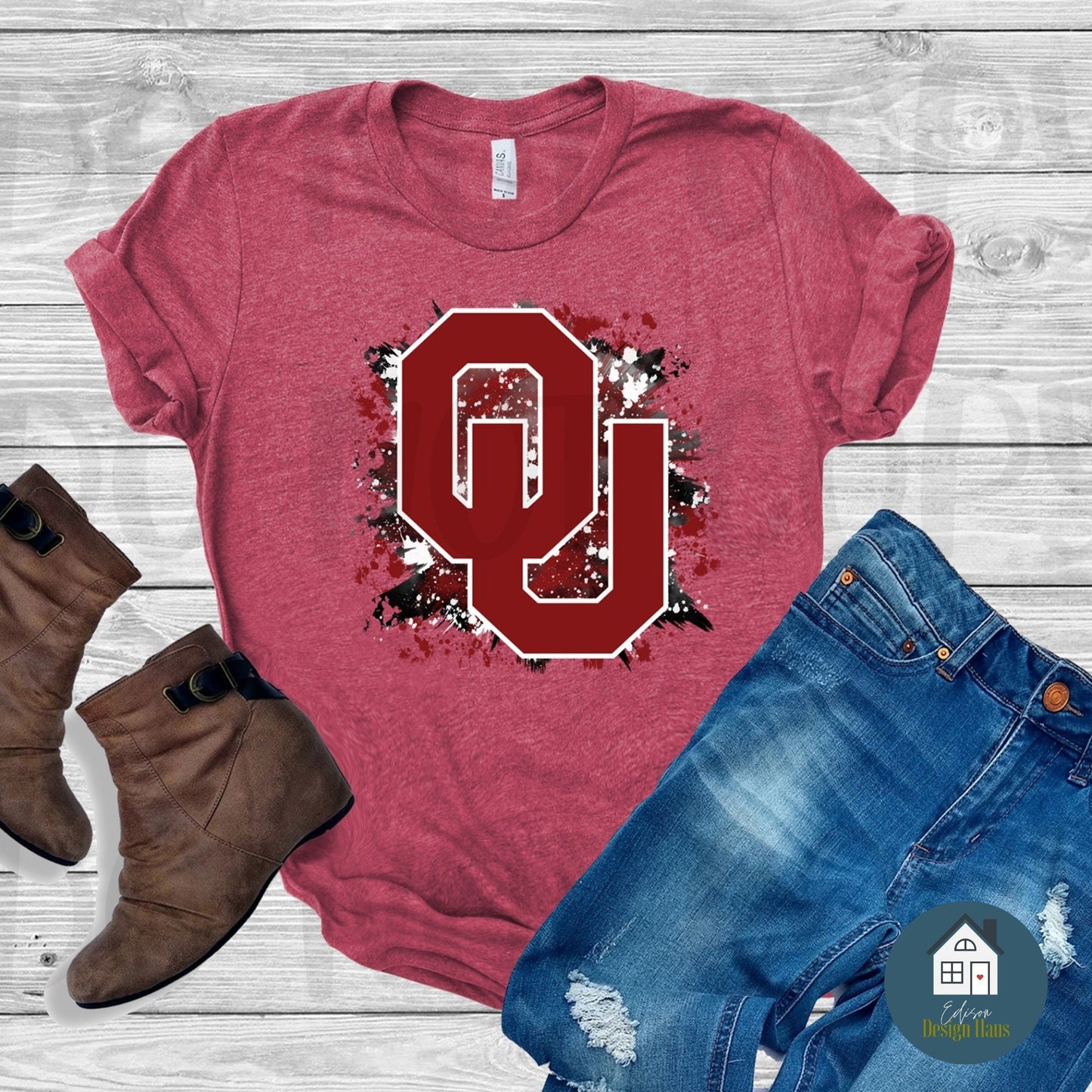 Oklahoma Text & Helmet Tee | Oklahoma | Basketball | Football | Gameday T-Shirt or Hoodie