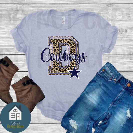 Cowboys, Leopard D print, Game Day T-Shirt, Hoodie or Sweater