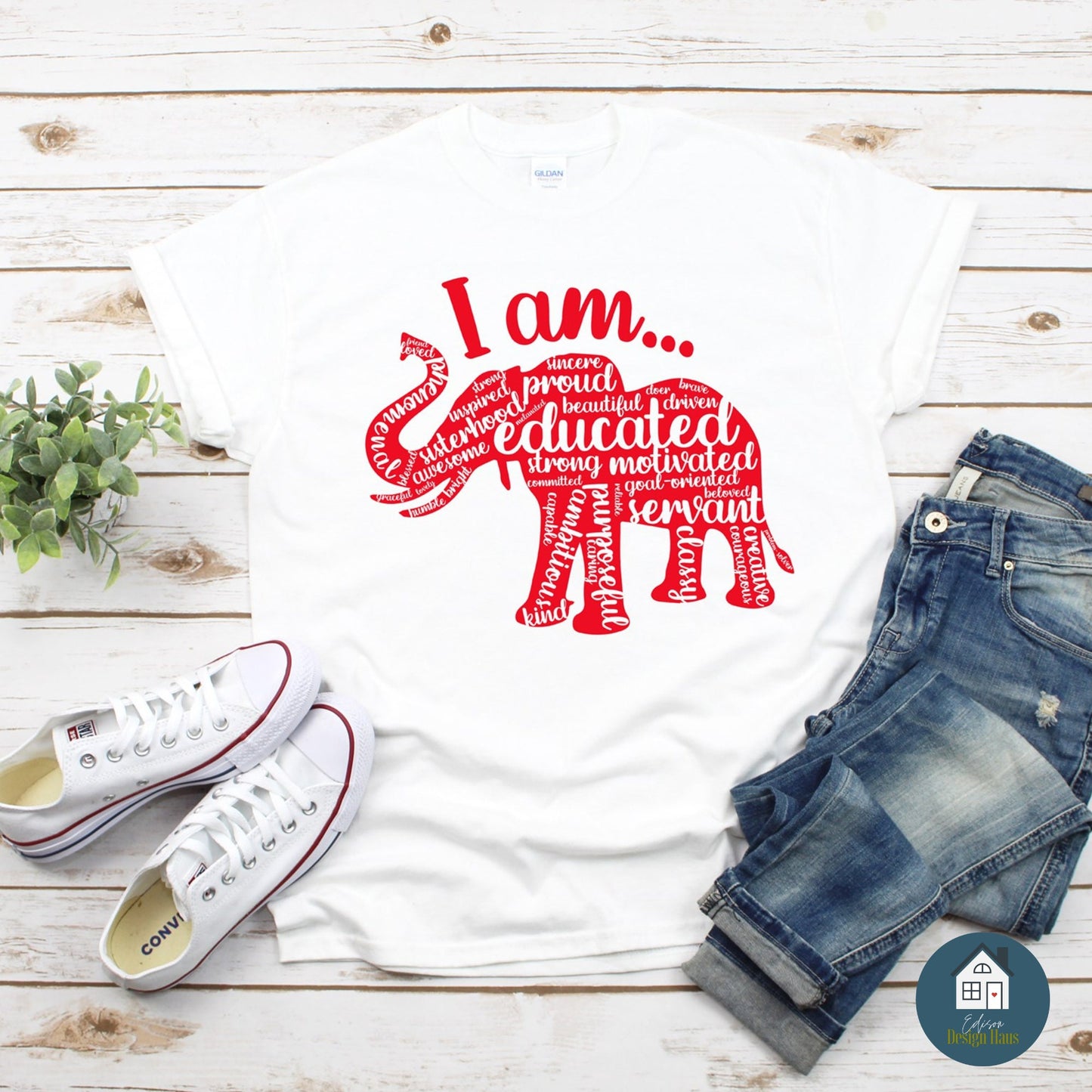 I Am Educated | Red and White | Greek Inspired Word Art