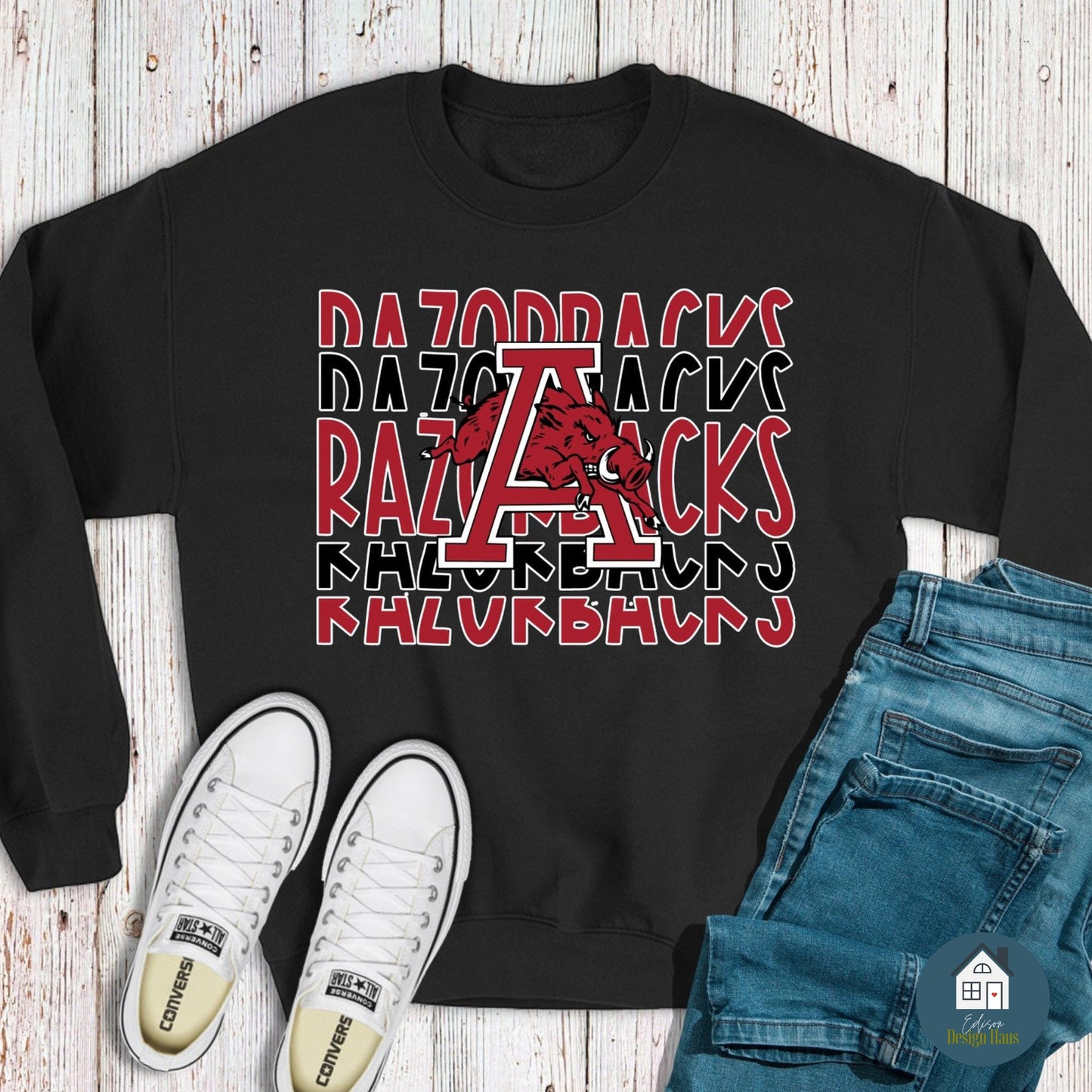 University of Arkansas Razorbacks Stacked Print | Mascot | Football | Basketball | Gameday T-Shirt